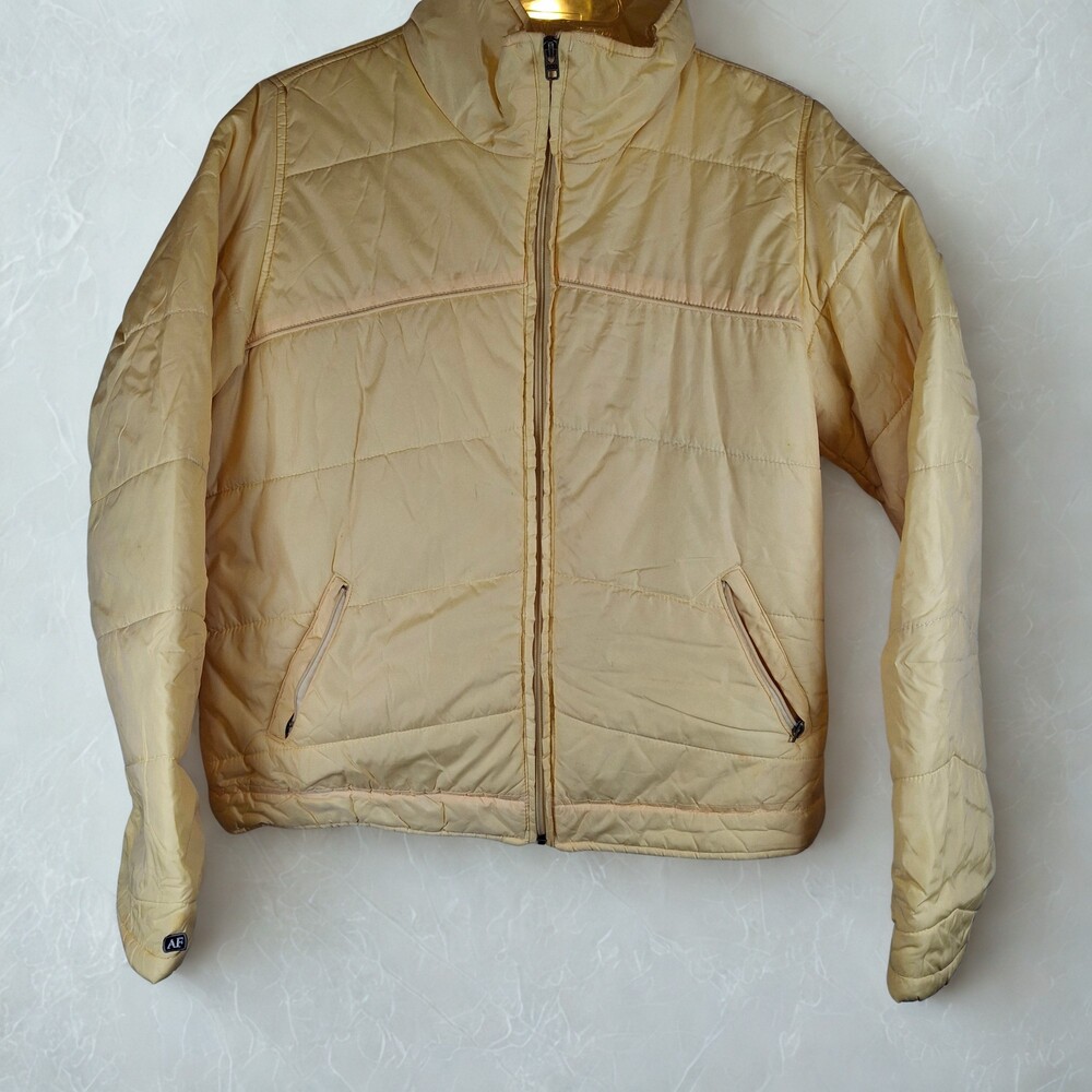 Abercrombie & Fitch Light Yellow Polyester Puffer Jacket Size L